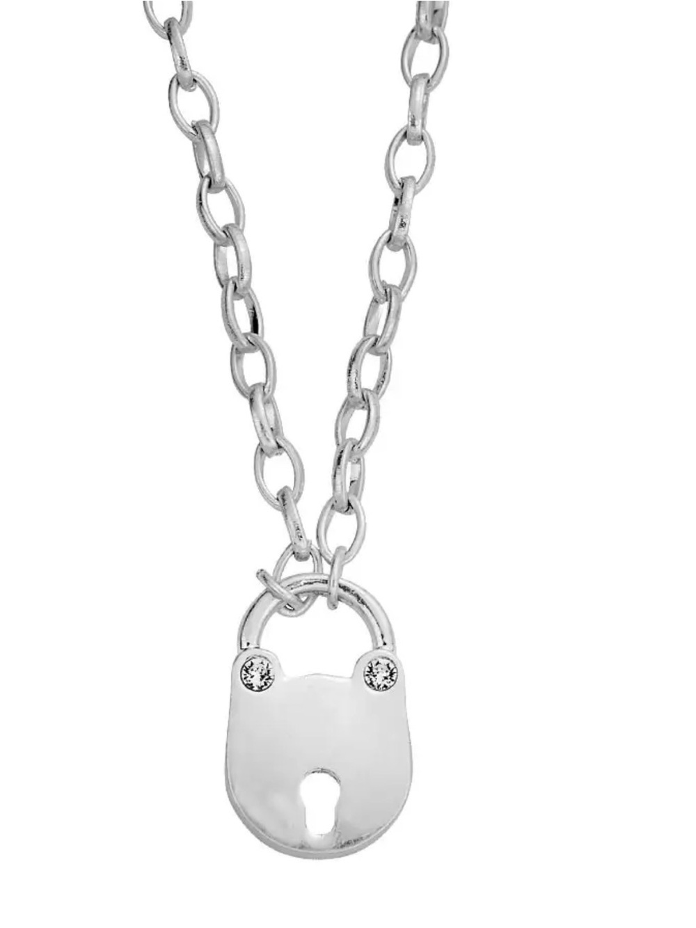 Token Padlock Pendant Necklace - Park Lane Matte Silver Tone Versatile - Picture 4 of 11